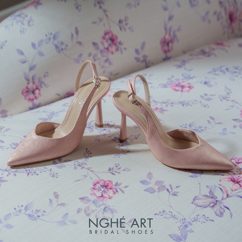 Giày cưới Nghé Art basic slingback nhũ hồng pastel 535-nhu-hong - Ảnh 5 - Nghé Art Bridal Shoes – 0822288288