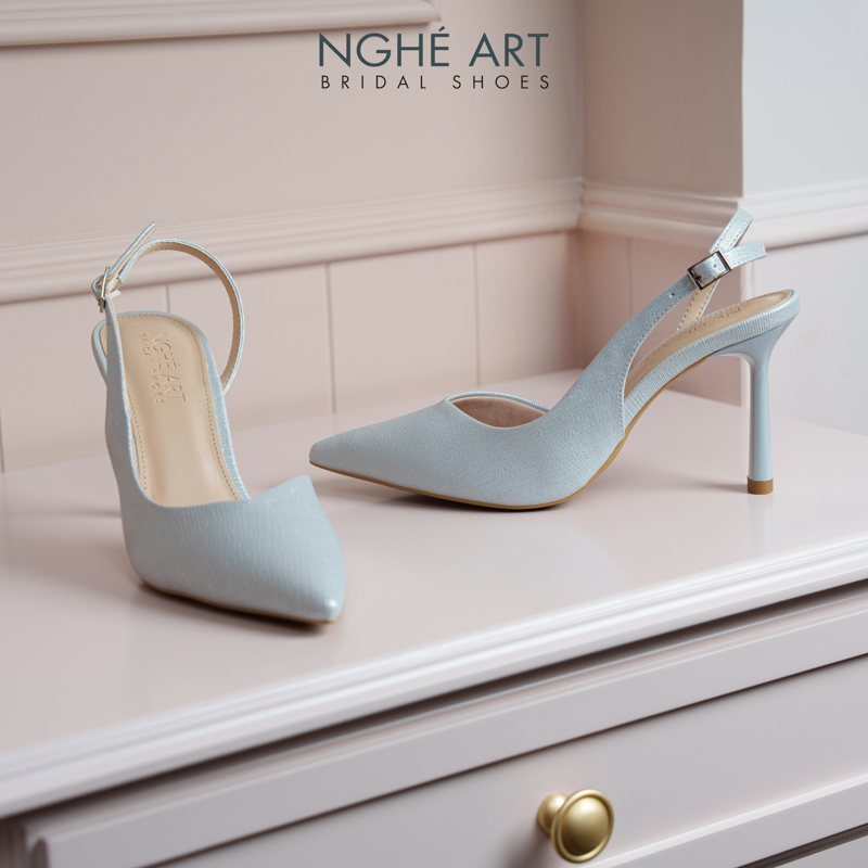 Giày cưới Nghé Art basic slingback nhũ xám pastel 535-nhu-xam - Ảnh 1 - Nghé Art Bridal Shoes – 0822288288
