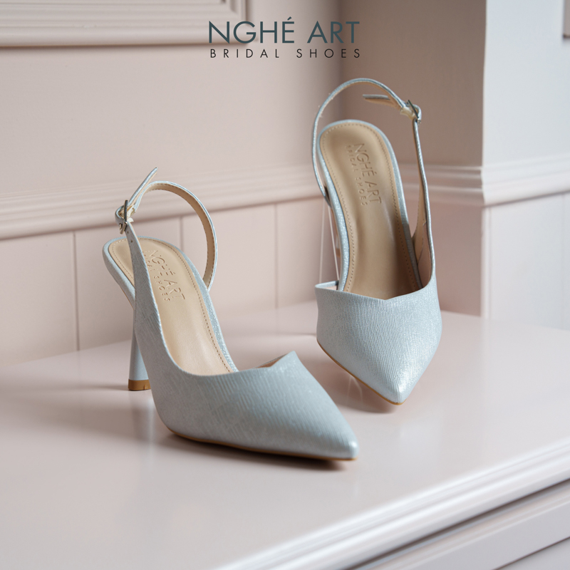 Giày cưới Nghé Art basic slingback nhũ xám pastel 535-nhu-xam - Ảnh 2 - Nghé Art Bridal Shoes – 0822288288