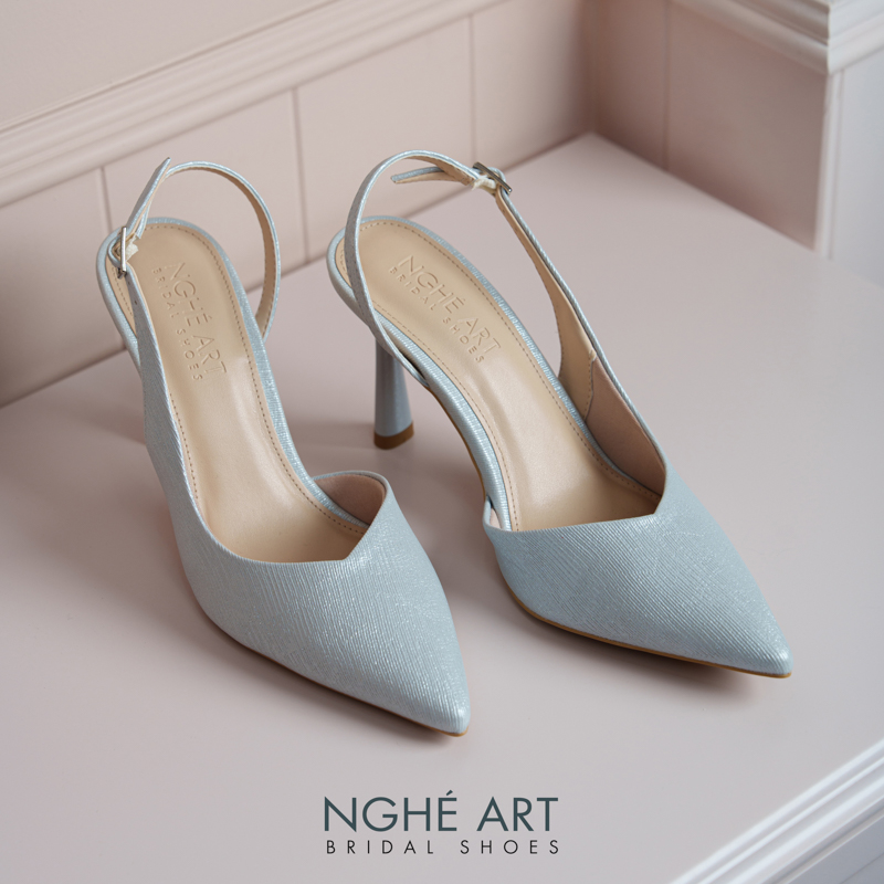 Giày cưới Nghé Art basic slingback nhũ xám pastel 535-nhu-xam - Ảnh 3 - Nghé Art Bridal Shoes – 0822288288