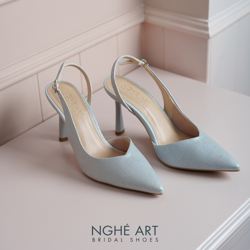 Giày cưới Nghé Art basic slingback nhũ xám pastel 535-nhu-xam - Ảnh 4 - Nghé Art Bridal Shoes – 0822288288