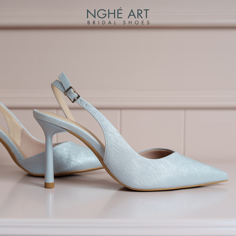 Giày cưới Nghé Art basic slingback nhũ xám pastel 535-nhu-xam - Ảnh 5 - Nghé Art Bridal Shoes – 0822288288