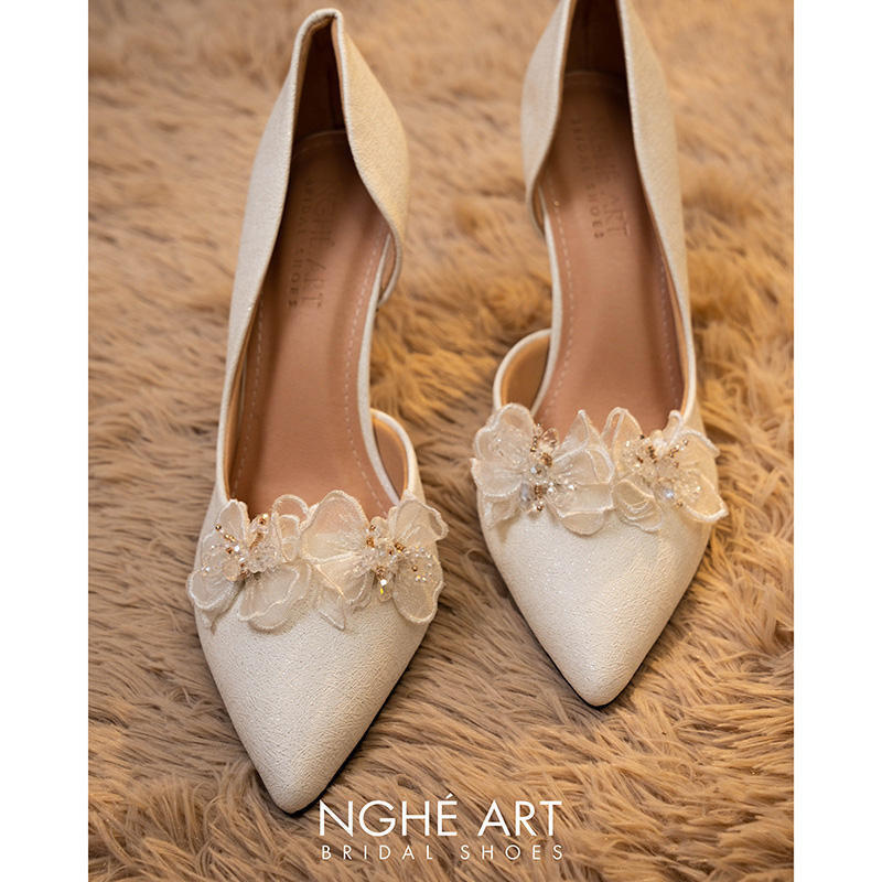 Giày cưới Nghé Art cao gót đính cánh bướm voan 549-442-NHU-TRANG - Ảnh 3 - Nghé Art Bridal Shoes – 0822288288