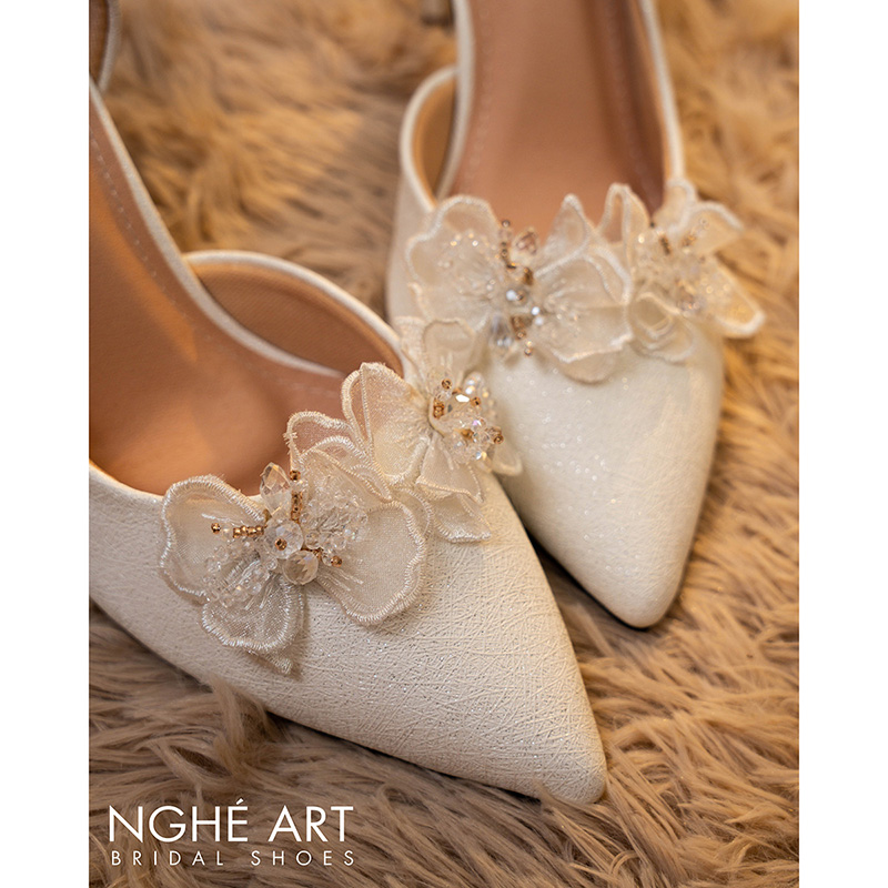 Giày cưới Nghé Art cao gót đính cánh bướm voan 549-442-NHU-TRANG - Ảnh 4 - Nghé Art Bridal Shoes – 0822288288