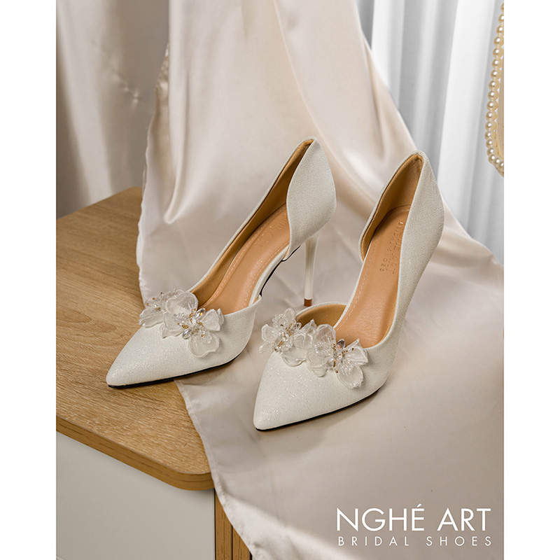 Giày cưới Nghé Art cao gót đính cánh bướm voan 549-442-NHU-TRANG - Ảnh 5 - Nghé Art Bridal Shoes – 0822288288