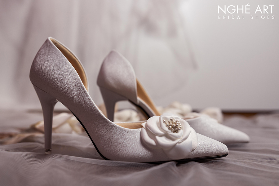 Giày cưới Nghé Art cao gót hoa trà 456-442 - Ảnh 1 - Nghé Art Bridal Shoes – 0822288288