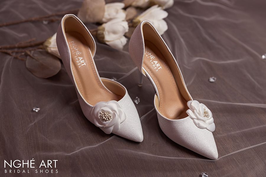 Giày cưới Nghé Art cao gót hoa trà 456-442 - Ảnh 2 - Nghé Art Bridal Shoes – 0822288288