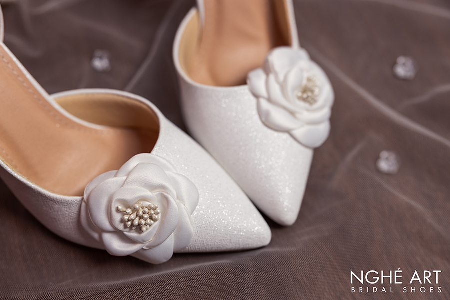 Giày cưới Nghé Art cao gót hoa trà 456-442 - Ảnh 3 - Nghé Art Bridal Shoes – 0822288288