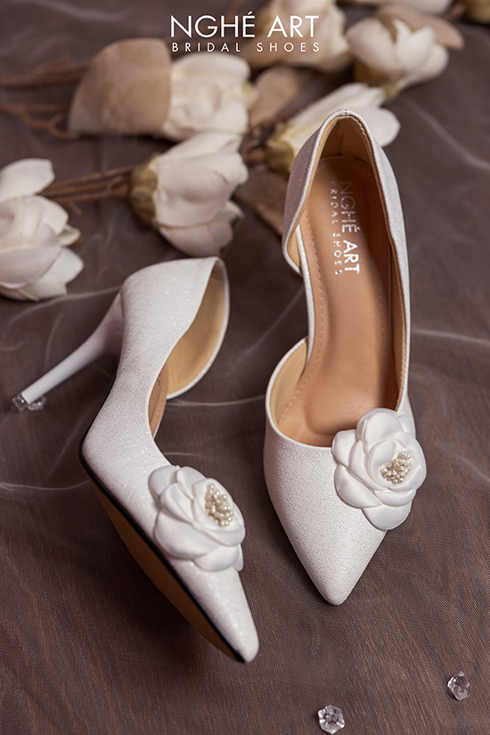 Giày cưới Nghé Art cao gót hoa trà 456-442 - Ảnh 4 - Nghé Art Bridal Shoes – 0822288288