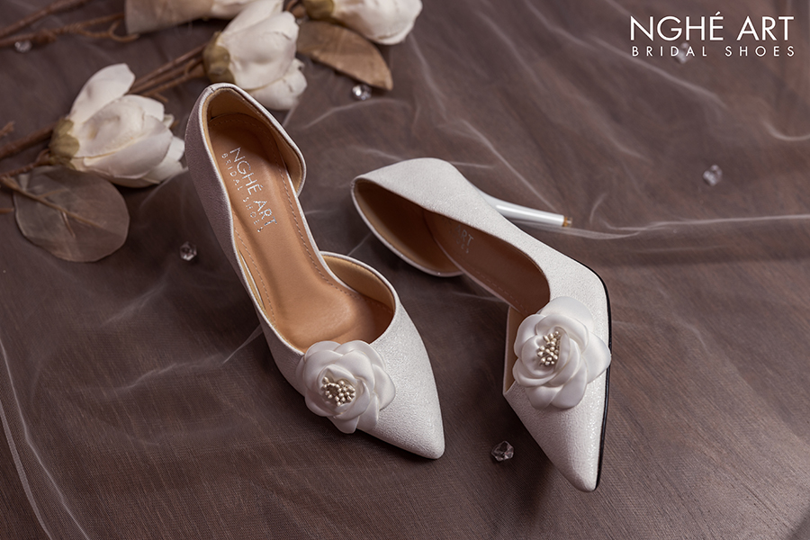 Giày cưới Nghé Art cao gót hoa trà 456-442 - Ảnh 5 - Nghé Art Bridal Shoes – 0822288288