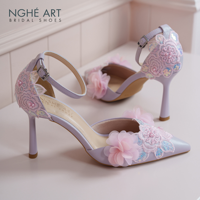 Giày cưới Nghé Art đính hoa hồng tím 569-340-da-tim - Ảnh 5 - Nghé Art Bridal Shoes – 0822288288