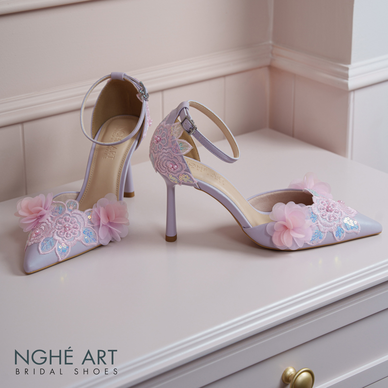 Giày cưới Nghé Art đính hoa hồng tím 569-340-da-tim - Ảnh 7 - Nghé Art Bridal Shoes – 0822288288