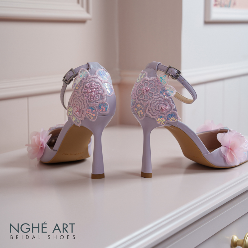 Giày cưới Nghé Art đính hoa hồng tím 569-340-da-tim - Ảnh 8 - Nghé Art Bridal Shoes – 0822288288