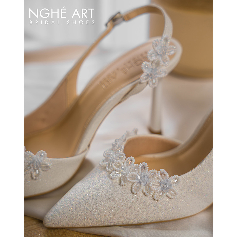 Giày cưới Nghé Art form slingback đính hoa pha lê 5 cánh 539-535-NHU-TRANG - Ảnh 6 - Nghé Art Bridal Shoes – 0822288288