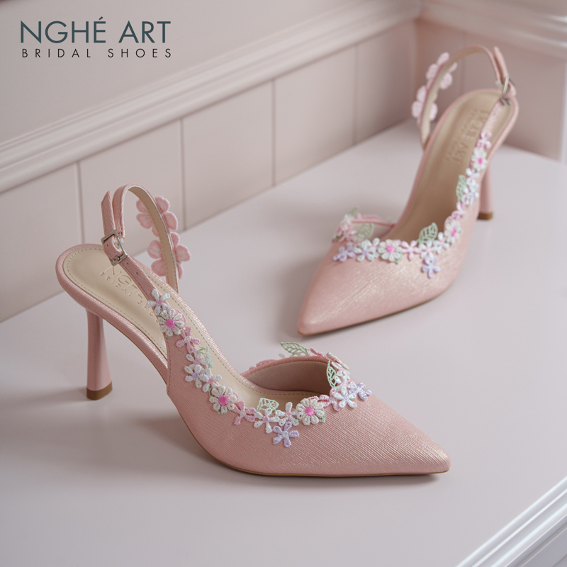 Giày cưới Nghé Art hoa hồng vintage 548-535-nhu-hong - Ảnh 1 - Nghé Art Bridal Shoes – 0822288288