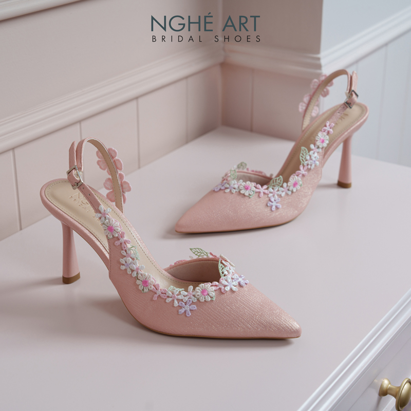 Giày cưới Nghé Art hoa hồng vintage 548-535-nhu-hong - Ảnh 3 - Nghé Art Bridal Shoes – 0822288288
