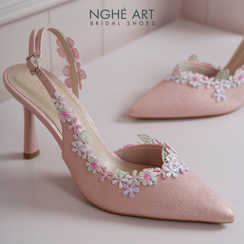 Giày cưới Nghé Art hoa hồng vintage 548-535-nhu-hong - Ảnh 4 - Nghé Art Bridal Shoes – 0822288288