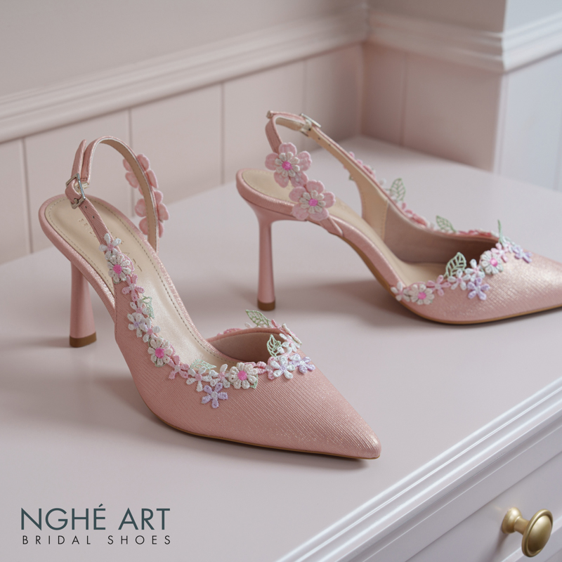 Giày cưới Nghé Art hoa hồng vintage 548-535-nhu-hong - Ảnh 5 - Nghé Art Bridal Shoes – 0822288288
