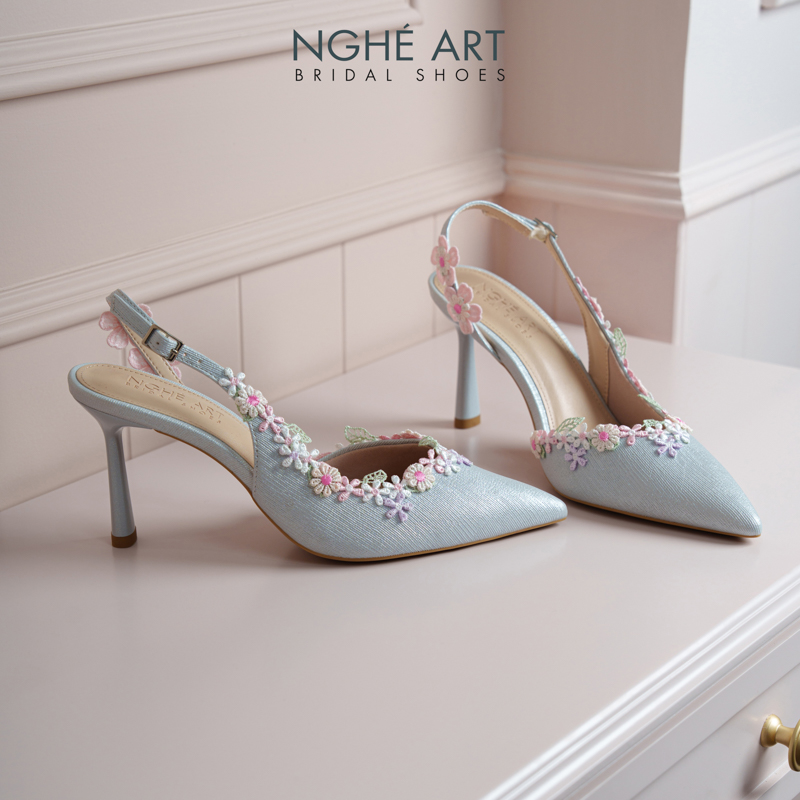 Giày cưới Nghé Art hoa hồng vintage 548-535-nhu-xam - Ảnh 1 - Nghé Art Bridal Shoes – 0822288288