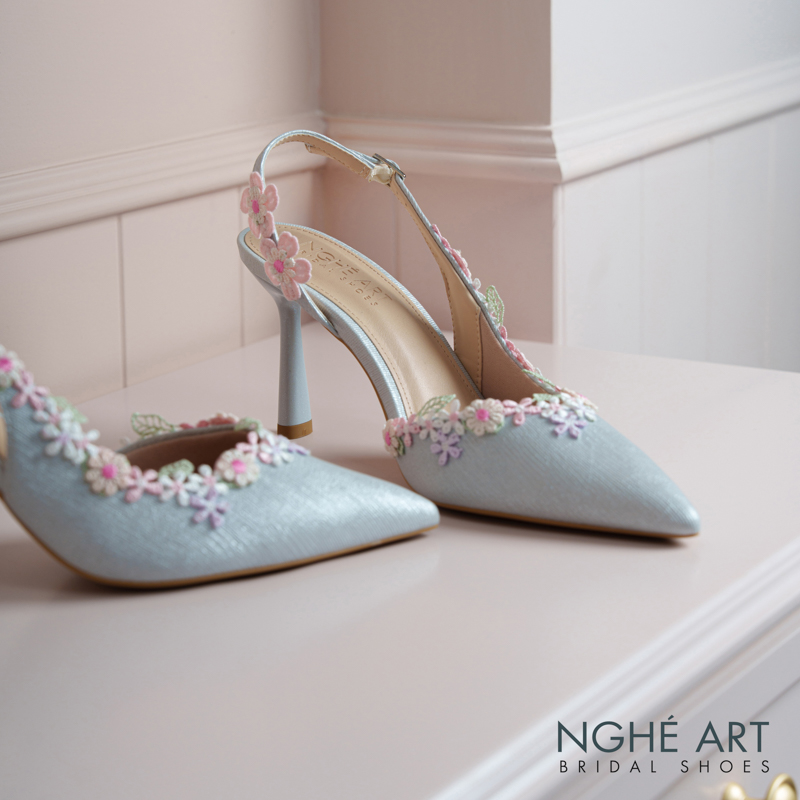 Giày cưới Nghé Art hoa hồng vintage 548-535-nhu-xam - Ảnh 2 - Nghé Art Bridal Shoes – 0822288288