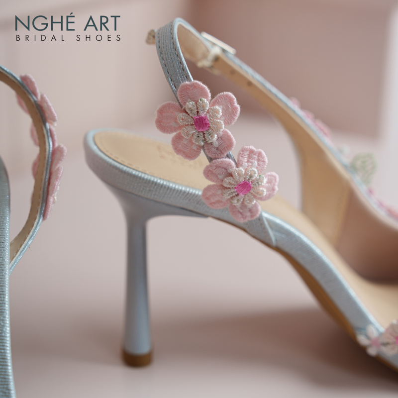 Giày cưới Nghé Art hoa hồng vintage 548-535-nhu-xam - Ảnh 3 - Nghé Art Bridal Shoes – 0822288288