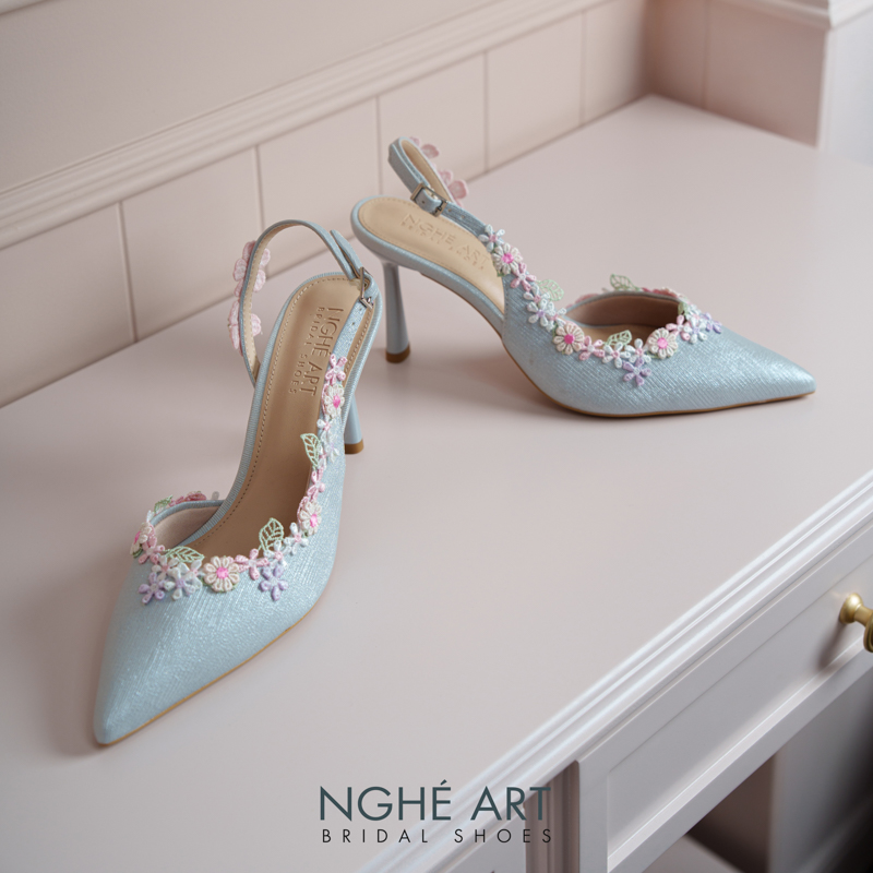 Giày cưới Nghé Art hoa hồng vintage 548-535-nhu-xam - Ảnh 4 - Nghé Art Bridal Shoes – 0822288288
