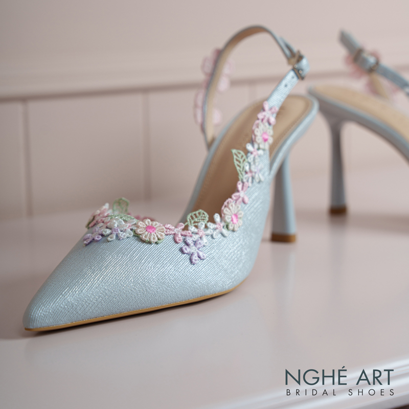 Giày cưới Nghé Art hoa hồng vintage 548-535-nhu-xam - Ảnh 5 - Nghé Art Bridal Shoes – 0822288288