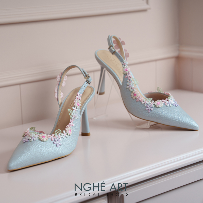 Giày cưới Nghé Art hoa hồng vintage 548-535-nhu-xam - Ảnh 6 - Nghé Art Bridal Shoes – 0822288288