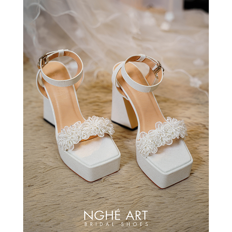 Giày cưới Nghé Art hoa voan pha lê 13 cm 537-531-13P-NHU-TRANG - Ảnh 3 - Nghé Art Bridal Shoes – 0822288288