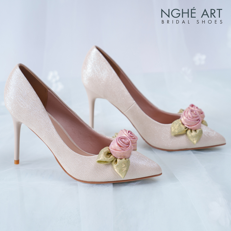 Giày cưới Nghé Art Rose Candy cao gót 10p 559-377-vang-pastel-4b - Ảnh 1 - Nghé Art Bridal Shoes – 0822288288