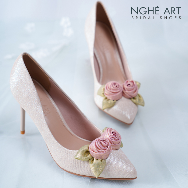 Giày cưới Nghé Art Rose Candy cao gót 10p 559-377-vang-pastel-4b - Ảnh 3 - Nghé Art Bridal Shoes – 0822288288