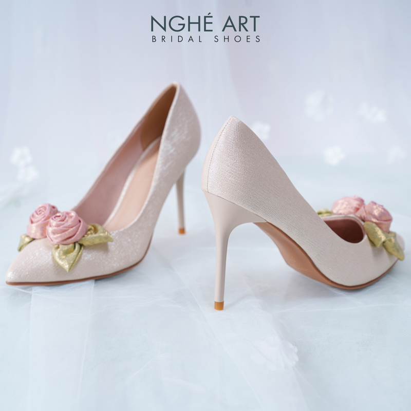 Giày cưới Nghé Art Rose Candy cao gót 10p 559-377-vang-pastel-4b - Ảnh 4 - Nghé Art Bridal Shoes – 0822288288