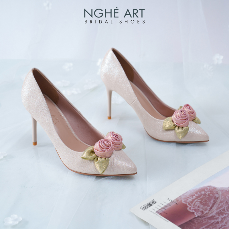 Giày cưới Nghé Art Rose Candy cao gót 10p 559-377-vang-pastel-4b - Ảnh 5 - Nghé Art Bridal Shoes – 0822288288