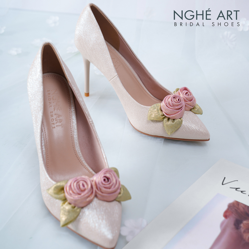 Giày cưới Nghé Art Rose Candy cao gót 10p 559-377-vang-pastel-4b - Ảnh 6 - Nghé Art Bridal Shoes – 0822288288