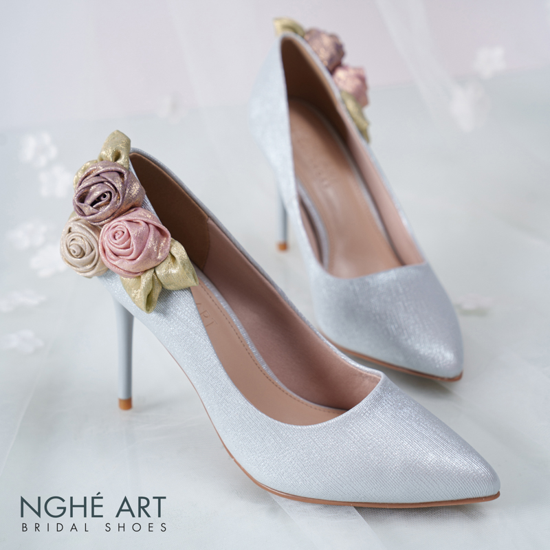 Giày cưới Nghé Art Rose Candy cao gót 10p 559-377-xam-pastel-6b - Ảnh 1 - Nghé Art Bridal Shoes – 0822288288