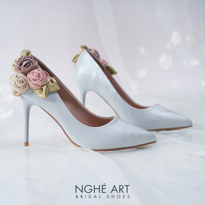 Giày cưới Nghé Art Rose Candy cao gót 10p 559-377-xam-pastel-6b - Ảnh 2 - Nghé Art Bridal Shoes – 0822288288