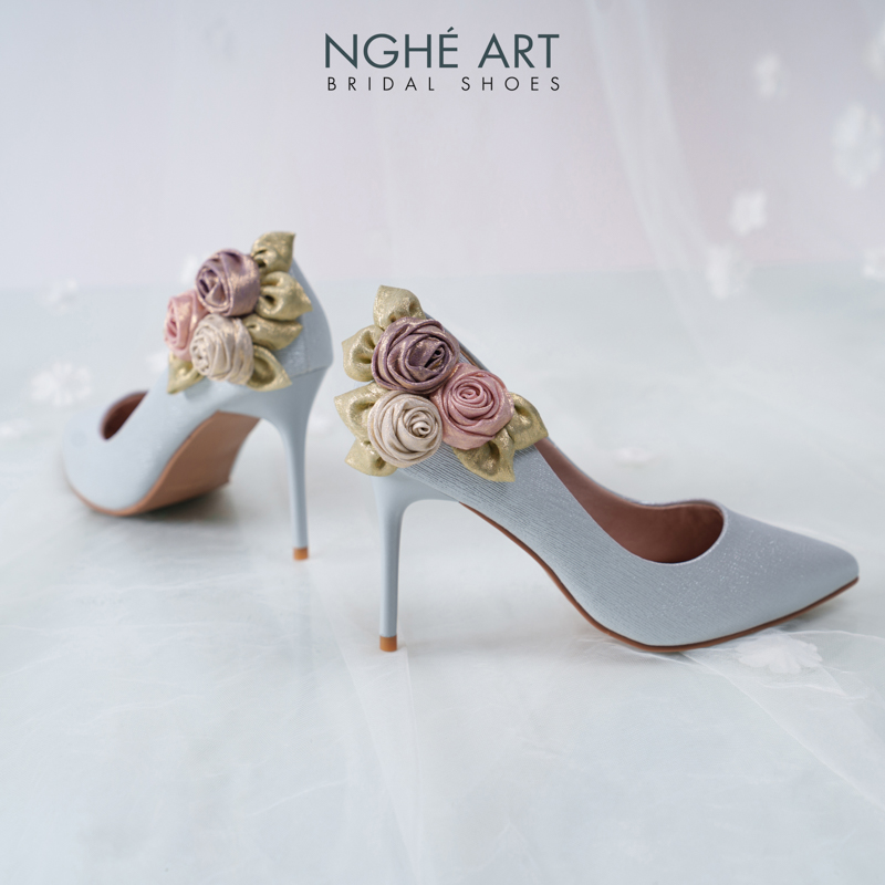Giày cưới Nghé Art Rose Candy cao gót 10p 559-377-xam-pastel-6b - Ảnh 4 - Nghé Art Bridal Shoes – 0822288288