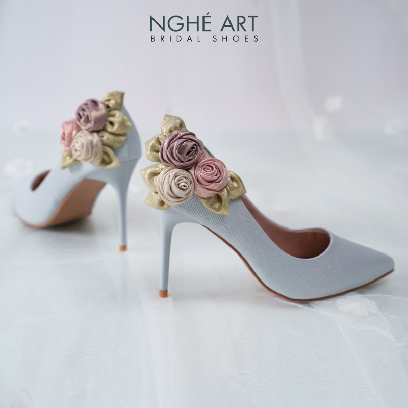 Giày cưới Nghé Art Rose Candy cao gót 10p 559-377-xam-pastel-6b - Ảnh 5 - Nghé Art Bridal Shoes – 0822288288