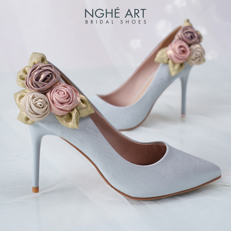 Giày cưới Nghé Art Rose Candy cao gót 10p 559-377-xam-pastel-6b - Ảnh 6 - Nghé Art Bridal Shoes – 0822288288