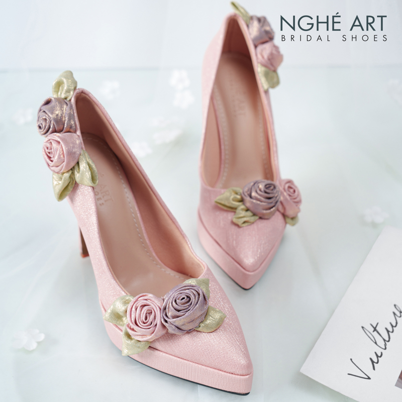 Giày cưới Nghé Art Rose Candy cao gót 12p 559-543-hong-pastel-8b-hong-tim - Ảnh 2 - Nghé Art Bridal Shoes – 0822288288