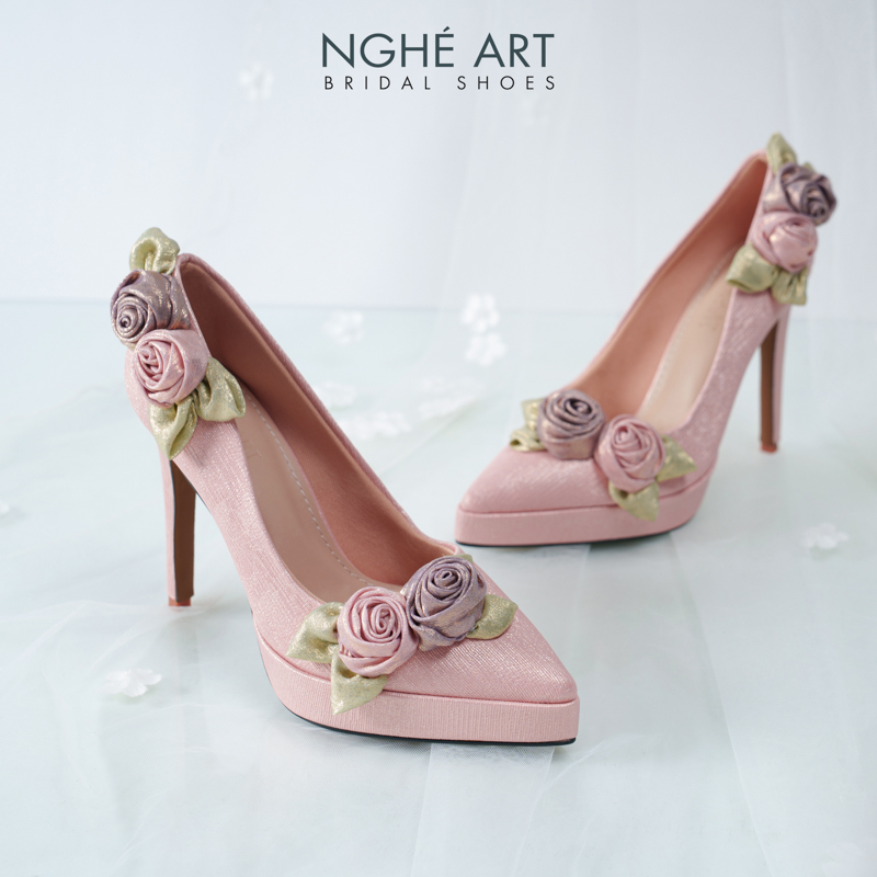 Giày cưới Nghé Art Rose Candy cao gót 12p 559-543-hong-pastel-8b-hong-tim - Ảnh 3 - Nghé Art Bridal Shoes – 0822288288