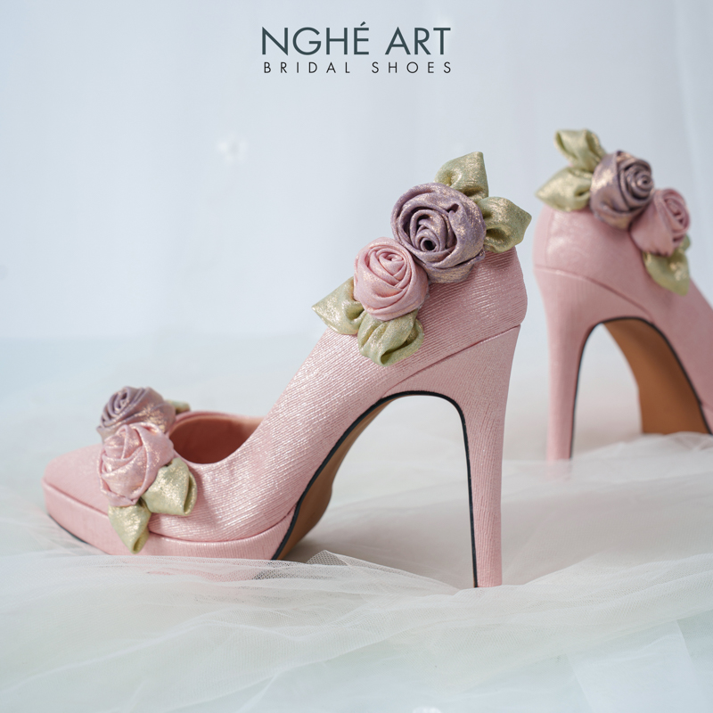 Giày cưới Nghé Art Rose Candy cao gót 12p 559-543-hong-pastel-8b-hong-tim - Ảnh 5 - Nghé Art Bridal Shoes – 0822288288