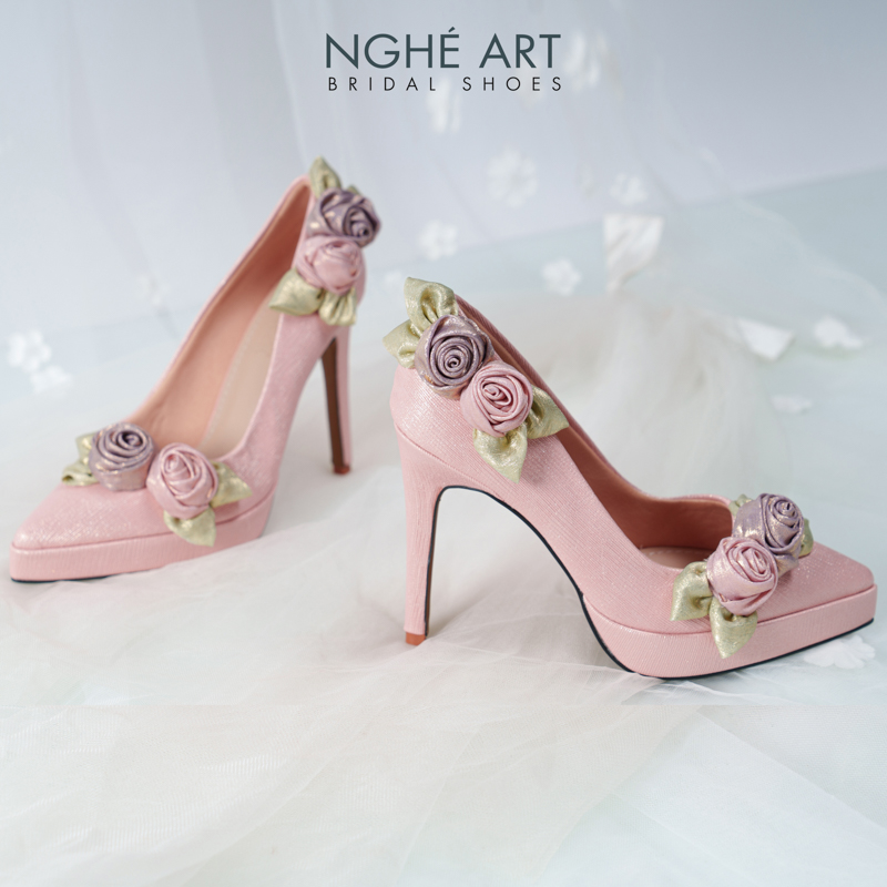 Giày cưới Nghé Art Rose Candy cao gót 12p 559-543-hong-pastel-8b-hong-tim - Ảnh 6 - Nghé Art Bridal Shoes – 0822288288
