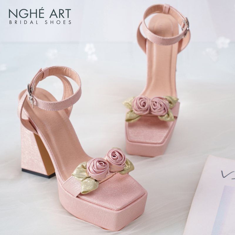 Giày cưới Nghé Art Rose Candy sandal 13p 559-531-hong-pastel-4b - Ảnh 1 - Nghé Art Bridal Shoes – 0822288288