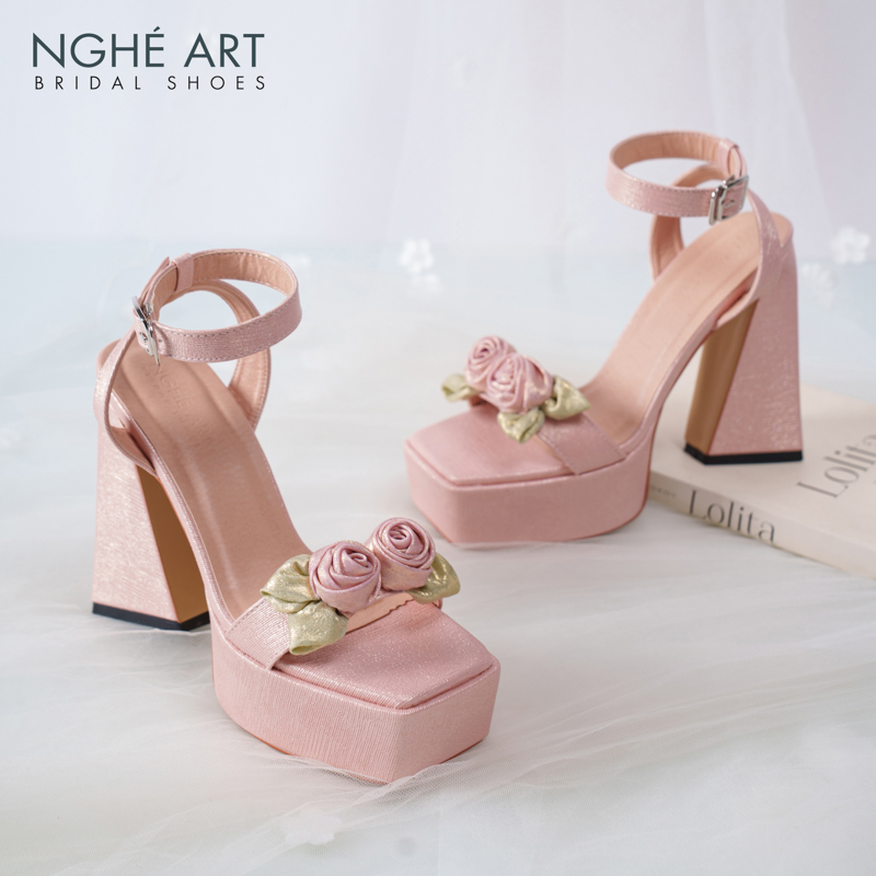 Giày cưới Nghé Art Rose Candy sandal 13p 559-531-hong-pastel-4b - Ảnh 2 - Nghé Art Bridal Shoes – 0822288288