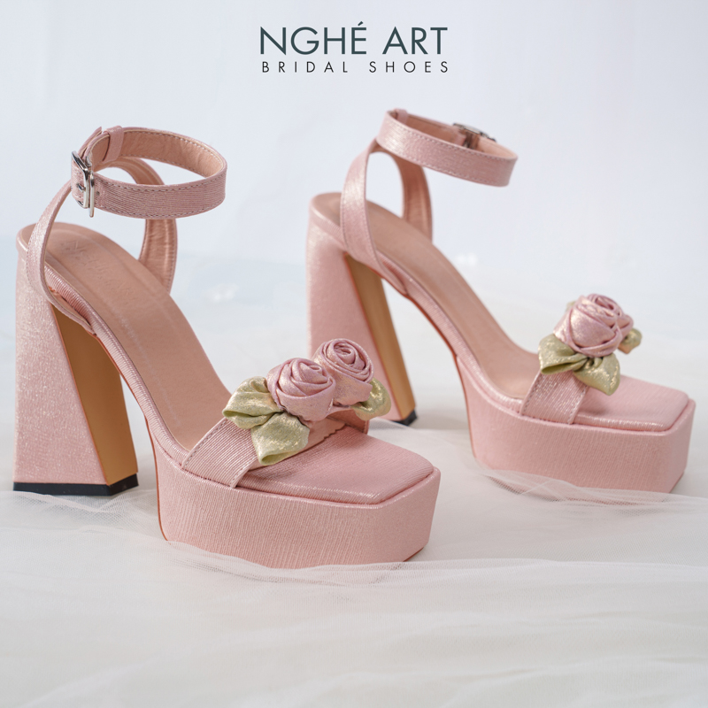Giày cưới Nghé Art Rose Candy sandal 13p 559-531-hong-pastel-4b - Ảnh 3 - Nghé Art Bridal Shoes – 0822288288