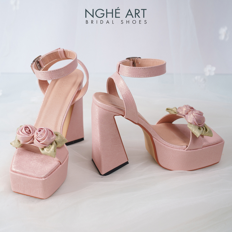 Giày cưới Nghé Art Rose Candy sandal 13p 559-531-hong-pastel-4b - Ảnh 4 - Nghé Art Bridal Shoes – 0822288288