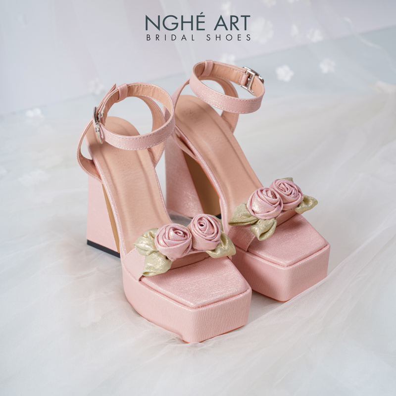 Giày cưới Nghé Art Rose Candy sandal 13p 559-531-hong-pastel-4b - Ảnh 5 - Nghé Art Bridal Shoes – 0822288288