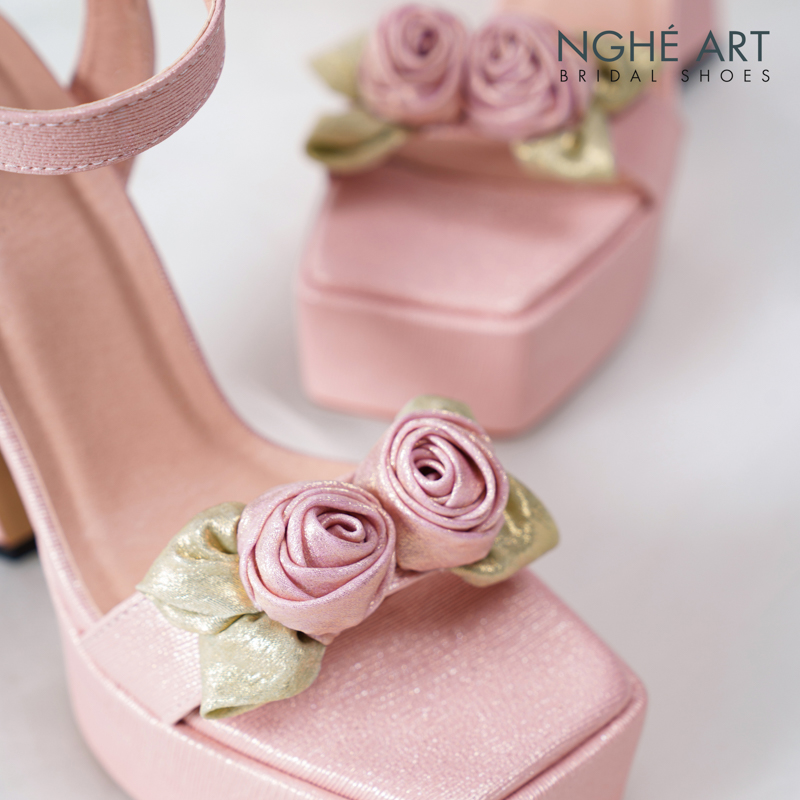 Giày cưới Nghé Art Rose Candy sandal 13p 559-531-hong-pastel-4b - Ảnh 6 - Nghé Art Bridal Shoes – 0822288288