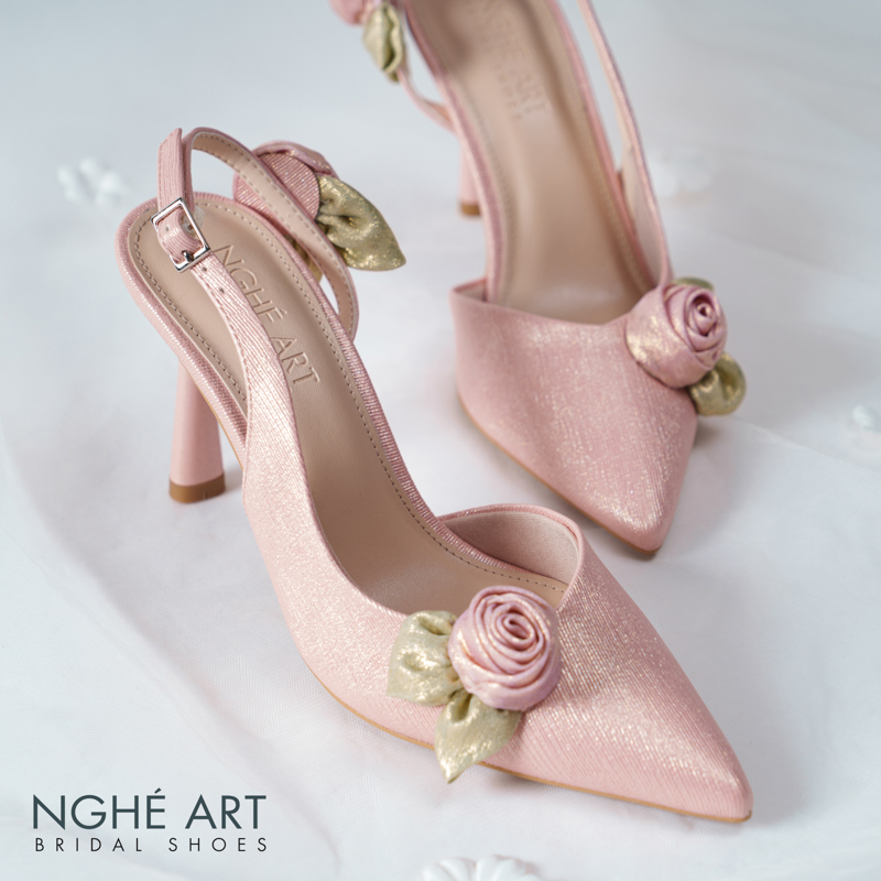 Giày cưới Nghé Art Rose Candy slingback 9p 559-535-hong-pastel-4b - Ảnh 1 - Nghé Art Bridal Shoes – 0822288288
